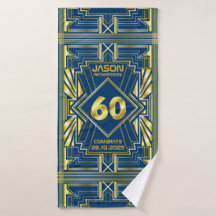 60. Geburtstag Art Deco Gold Blue Great Gatsby
