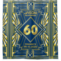 60. Geburtstag Art Deco Gold Blue Great Gatsby