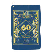 60. Geburtstag Art Deco Gold Blue Great Gatsby