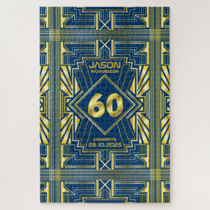 60. Geburtstag Art Deco Gold Blue Great Gatsby Puzzle