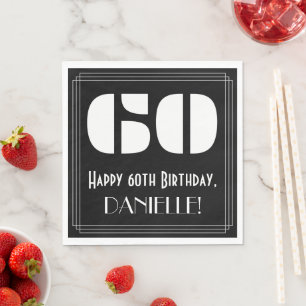 60. Geburtstag: Art Deco Look "60" + Name Serviette