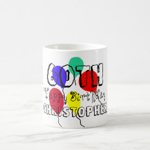 60. Geburtstag Balloons Personalisiert Name Tasse