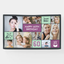 60. Geburtstag Benutzerdefinierte Fotocollage Lila