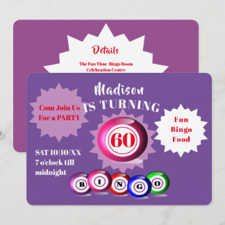 60. Geburtstag Bingo Party Spaß Einladung