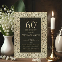 60. Geburtstag Black Gold Blume Elegant Vintag