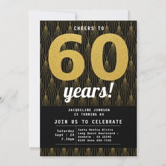 60. Geburtstag Black Gold Party Einladung