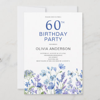 60. Geburtstag Blauer Flora Einladung