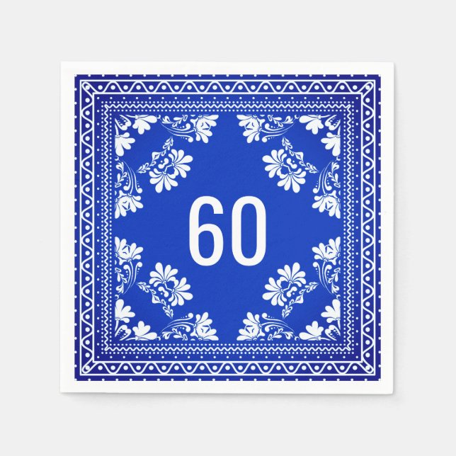 60. Geburtstag Blue Bandana Serviette (Vorderseite)