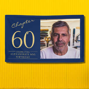 60. Geburtstag Blue Gold Foto Banner