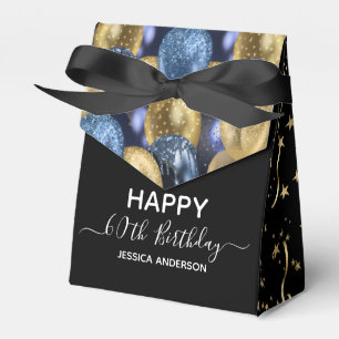 60. Geburtstag Blue Gold Glitzer Balloons Gefällig Geschenkschachtel