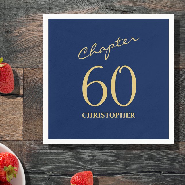 60. Geburtstag Blue Gold Kapitel 60 Serviette (Make your loved one's 60th birthday celebration elegant and memorable with our  Blue Gold Napkins.)