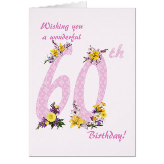 60. Geburtstag Blume dekorierte Zahlen