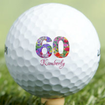 60. Geburtstag Blumendesign einzigartige Golfbälle