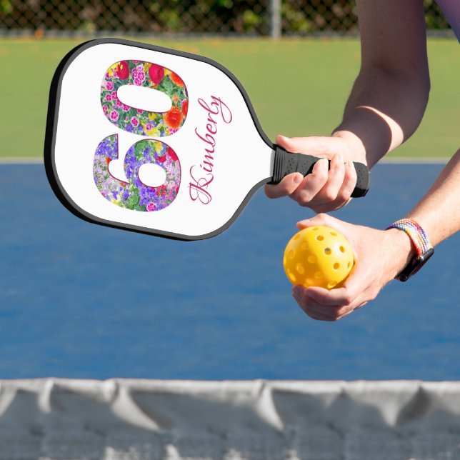 60. Geburtstag Blumenmuster-Paddel Pickleball Schläger (InSitu)