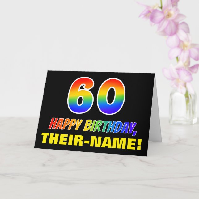 60. Geburtstag: Bold, Fun, Simple, Rainbow 60 Karte (Orchidee)