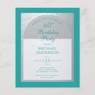 60. Geburtstag Budget Silver Aquamarin Blue Einlad