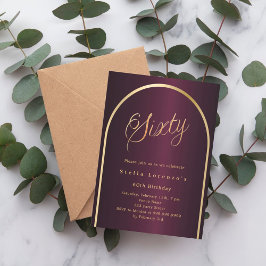 60. Geburtstag burgundy Gold arch Skript elegant Einladung