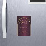 60. Geburtstag burgundy Gold arch Skript Luxus Magneteinladung<br><div class="desc">Eine elegante magnetische Einladung zum 60. Geburtstag. Ein bordeauxroter Hintergrund mit einem goldenen Bogen auf der Vorderseite.</div>