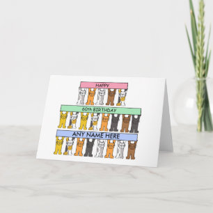 60. Geburtstag Cartoon Katzen zu individualisieren Karte