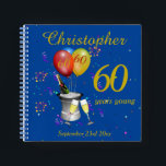 60. Geburtstag Champagne Blue Party Gästebuch Notizbuch<br><div class="desc">Das stilvolle Gästebuch aus dem 60. Jahrhundert mit Champagner-Eimer-Gläsern, altersschwachen Ballons und Konfetti auf blauem Hintergrund mit goldfarbenem Text. Dieses fantastische Geburtstagsgast-Gästebuch ist ein fabelhaftes Geschenk oder ein Party-Memento. Perfekt für Meilenstein Geburtstage wie 40., 50. 60. 70. 80. 90. und 100. Mit 60 Blättern (120 Seiten) - es gibt viel...</div>
