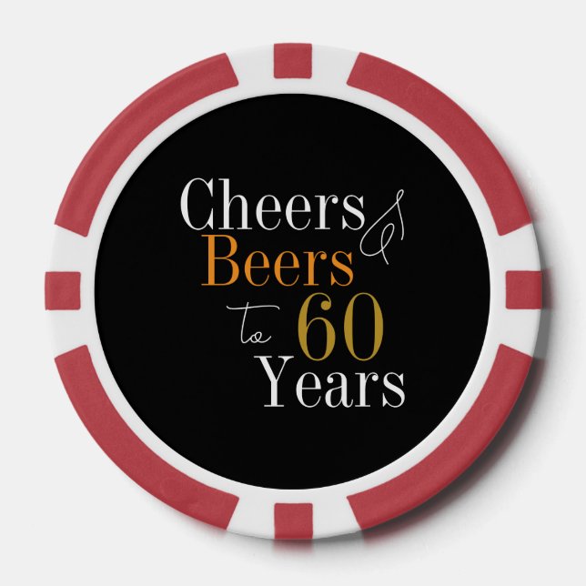 60. Geburtstag Cheers Beers Black Gold Party Pokerchips (Vorderseite)