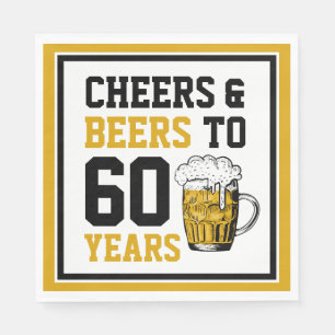 60. Geburtstag Cheers & Biere bis 60 Jahre Serviette