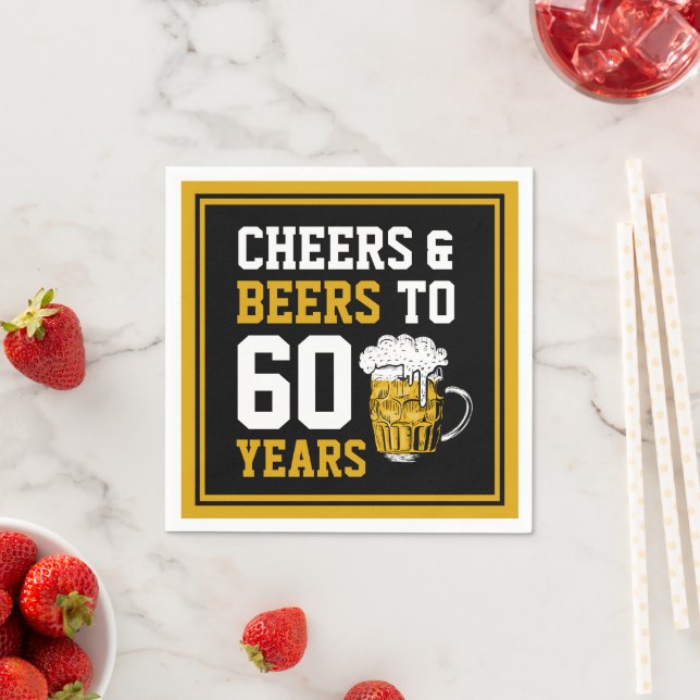 60. Geburtstag Cheers & Biere bis 60 Jahre Serviette (Beispiel)