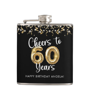 60. Geburtstag Cheers to 60 Years Black Gold Flachmann
