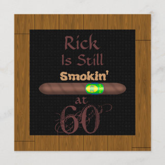 60. Geburtstag CIGAR Einladungen HOLZ Look FRAME