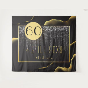 60. Geburtstag Cool Inky Fab Schwarz Teppichbild Wandteppich