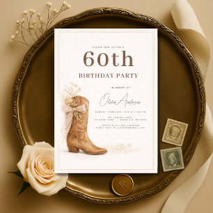 60. Geburtstag Cowgirl Floral Party Einladung