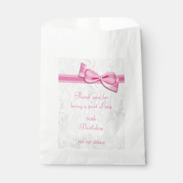 60. Geburtstag Damaskus und Imitate Bow Geschenktütchen (Vorderseite)