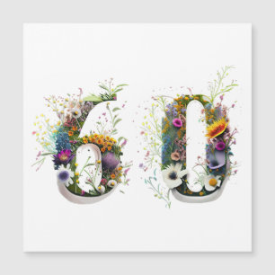 60. Geburtstag Dekorative Wildblume Text Magnetkarte