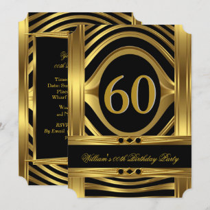 60. Geburtstag des Mannes Metall Gold Optik Schwar Einladung