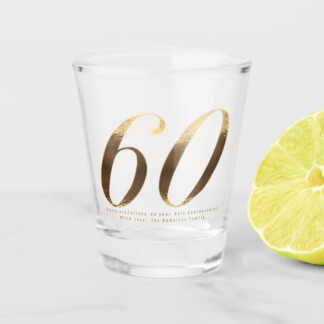 60. Geburtstag Diamond Hochzeitstag Schnapsglas (Vorderseite)