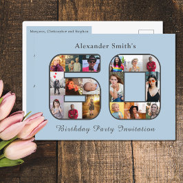 60. Geburtstag Einladung 60 Foto Light Blue Postkarte