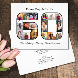 60. Geburtstag Einladung 60 Foto Weiß Flyer