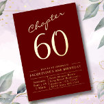 60. Geburtstag Einladung Burgund Gold Foil<br><div class="desc">Feiern Sie einen besonderen Meilenstein mit einer zeitlosen, eleganten Einladung, die Ihre Gäste verzaubern wird! Diese Einladung zum 60. Geburtstag bietet einen schönen bordeauxfarbenen Hintergrund mit Goldfolienakzenten. Es ist nach Ihrem besondere Anlass entworfen und kann nach Ihren eigenen Wünschen angepasst werden. Laden Sie Ihre Freunde und Familie ein, um diesen...</div>