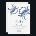 60. Geburtstag Einladung Crab Boil<br><div class="desc">Feiern Sie stilvoll mit Do Tell A Belle's Küstenkrebs kochen 60. Geburtstag Einladung, eine perfekte Mischung aus Strand-Chic und modernem Design. Diese Einladung zeigt einen zauberhaften oberen Rand von blauen Aquarellkrebsen, mit einer passenden blauen Kulisse auf der Rückseite. Dieses Design wurde für ein unvergessliches Geburtstag oder Party am Strand zugeschnitten...</div>