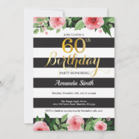 60. Geburtstag Einladung Frauen. Blanc