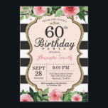60. Geburtstag Einladung Frauen. Blanc<br><div class="desc">60. Geburtstag Einladung für Frauen. Black and Gold Geburtstagsparty Einladung. Gold Glitzer. Rosa Aquarell Floral Blume. Schwarze und weiße Streifen. Printable Digital.Für weitere Anpassungen klicken Sie bitte auf die Schaltfläche "Anpassen" und verwenden Sie unser Designwerkzeug,  um diese Vorlage zu ändern.</div>