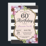 60. Geburtstag Einladung Frauen. Floral Gold Black<br><div class="desc">60. Geburtstag Einladung für Frauen. Black and Gold Geburtstagsparty einladen. Gold Glitzer. Lila Aquarellblüten Blume. Schwarze und weiße Streifen. Printable Digital. Für weitere Anpassungen klicken Sie bitte auf die Schaltfläche "Anpassen" und verwenden Sie unser Designwerkzeug,  um diese Vorlage zu ändern.</div>