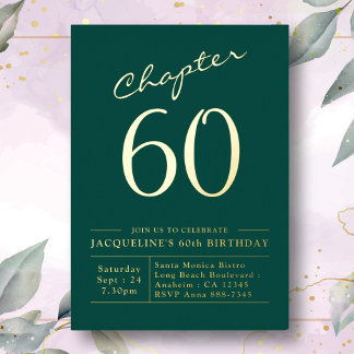 60. Geburtstag Einladung Green Gold Foil