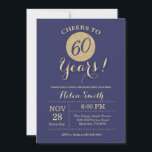 60. Geburtstag Einladung Marine und Gold Glitzer<br><div class="desc">60. Geburtstag Einladung Marine und Gold Glitzer Card. Für weitere Anpassungen klicken Sie bitte auf die Schaltfläche "Anpassen" und verwenden Sie unser Designwerkzeug,  um diese Vorlage zu ändern.</div>
