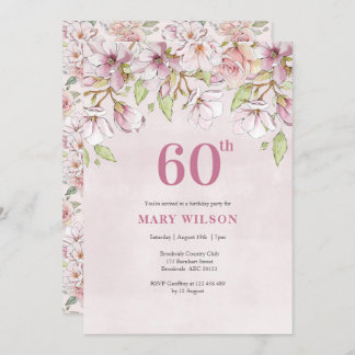 60. Geburtstag Einladung Rosa Bläschen