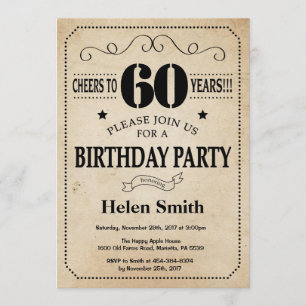 60. Geburtstag Einladung Rustikale Vintage Retro