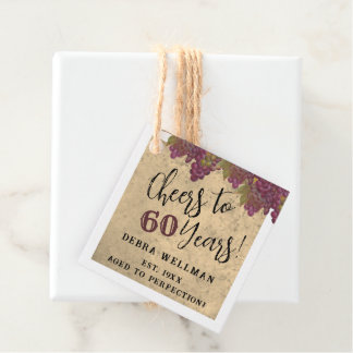 60. Geburtstag Elegant Wein Thema Vielen Dank Geschenkanhänger