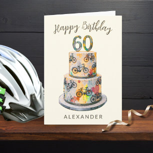 60. Geburtstag Fahrräder Torte Bunt Personalisiert Karte