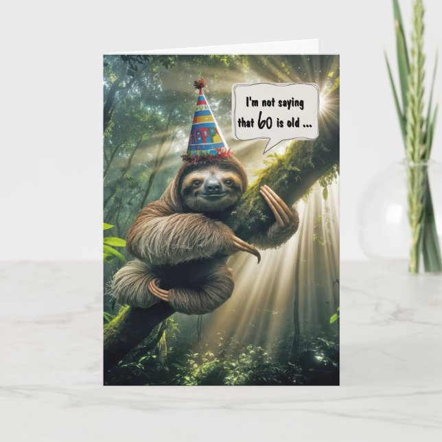 60. Geburtstag Faultier Humor Karte (Vorderseite)