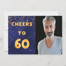 60. Geburtstag feiert 60 Goldballon Text blau